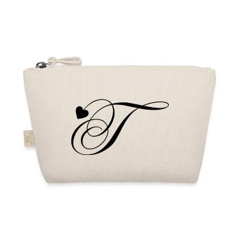 Letter t heart calligraphy - Organic Pouch - nature - Front