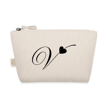 Letter v Heart Calligraphy - Organic Pouch - nature - Front