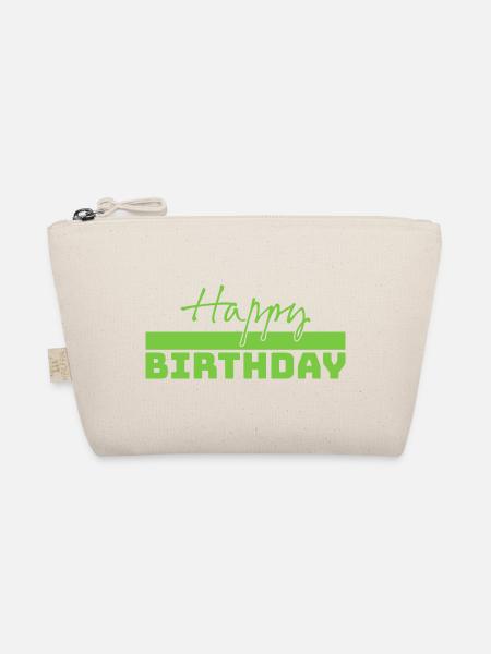 Tshirt happy birthday gruen - Bio-Täschchen - Natur