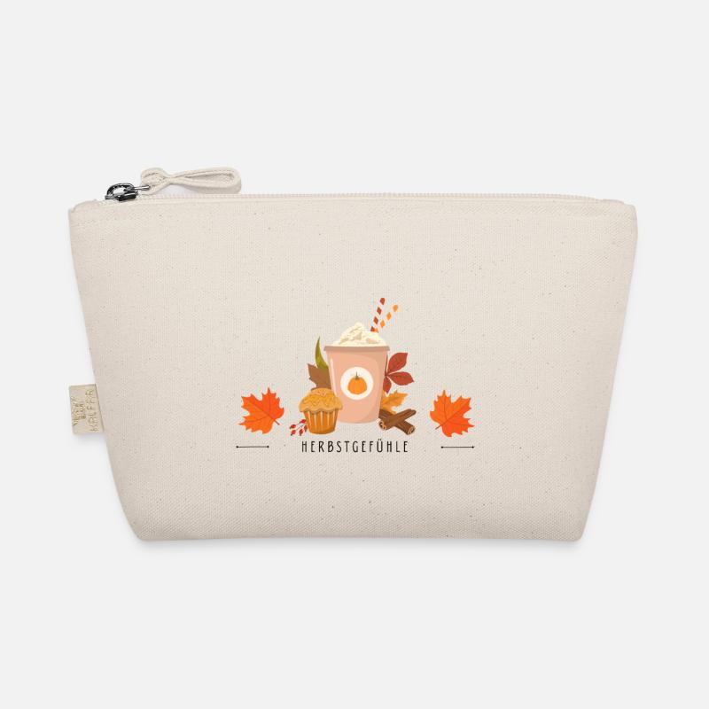 Herbstgefühle - Kaffee, Muffins & bunte Blätter - Bio-Täschchen - Natur