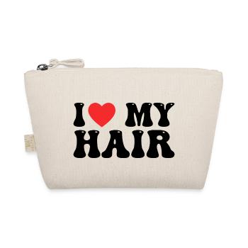 Ich liebe meine Haare - J'aime Mes Cheveux - Bio-Täschchen - Natur - Vorne