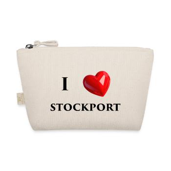 I Love Stockport - Black Text - Organic Pouch - nature - Front