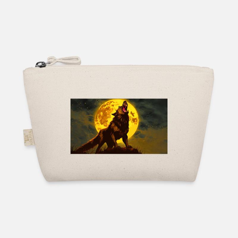 evil werewolf howls at the moon monster dark Organic Pouch
