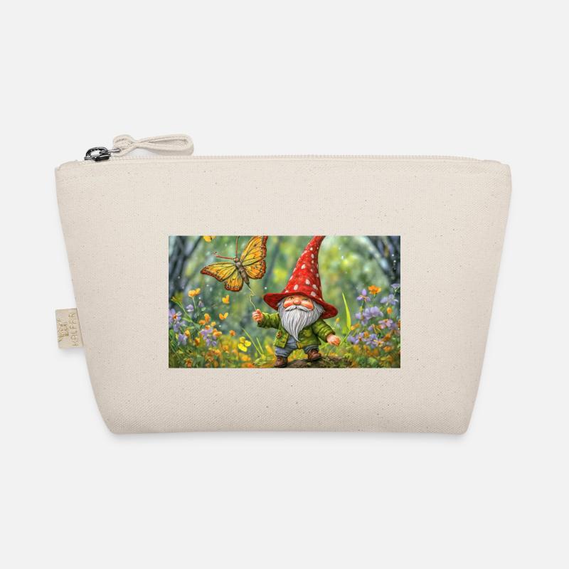 gnome flying a butterfly like a kite Organic Pouch