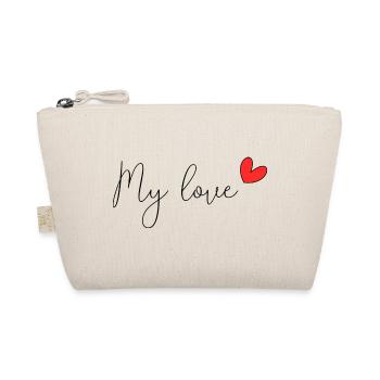 HERZ. HERZ. VALENTINSTAG. LIEBE. LIEBE. PAAR. - Bio-Täschchen - Natur - Vorne
