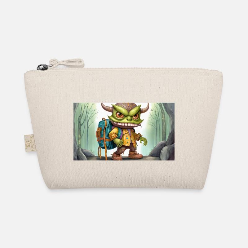 Monstre vert avec des cornes - jeune mignon petit Trousse biologique