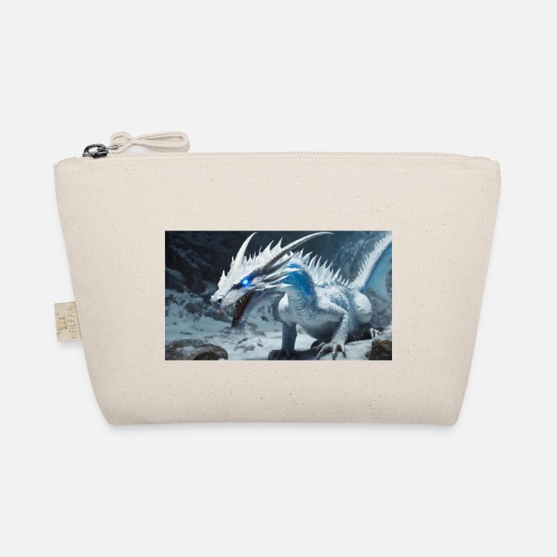 A realistic majestical white ice dragon Organic Pouch