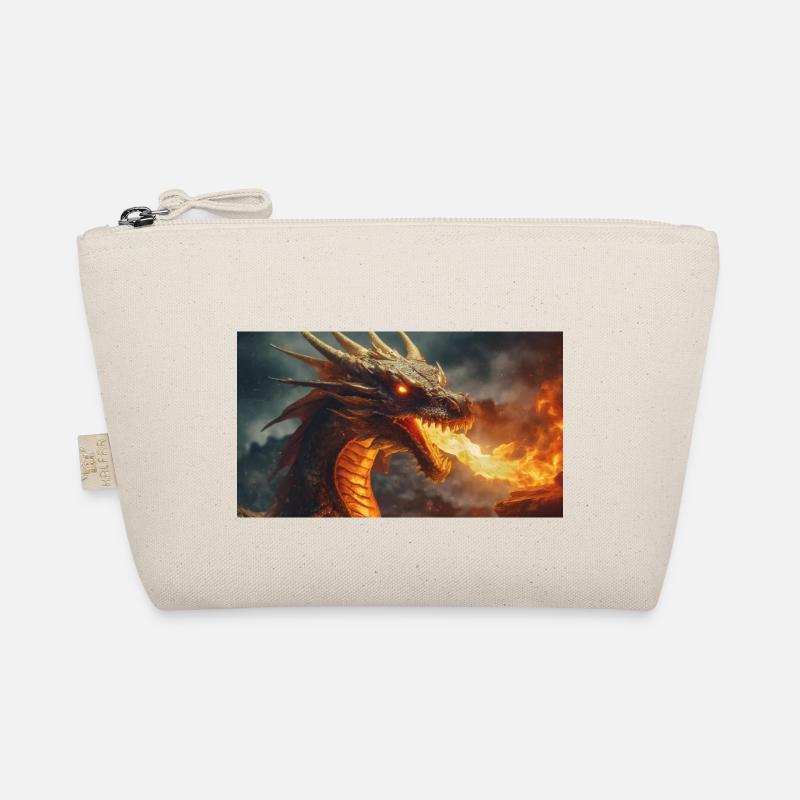 A realistic majestical dark dragon spitting flames Organic Pouch