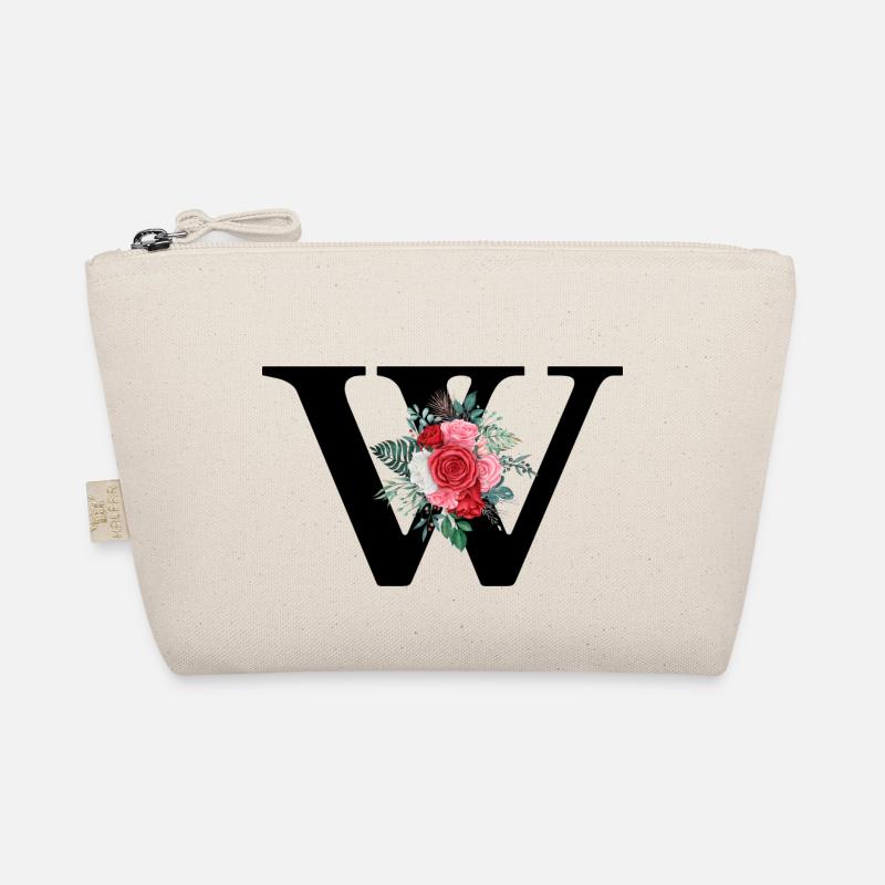 Buchstabe w floral rot Bio-Täschchen