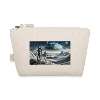 grey alien on the moon surface – observing earth - Organic Pouch - nature - Front