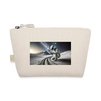 grey alien on the moon surface – observing moon - Organic Pouch - nature - Front