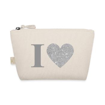 Letter i silver heart - Organic Pouch - nature - Front