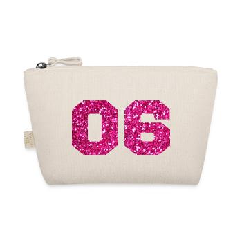 Number 6 Pink Glitter - 6th Anniversary - Organic Pouch - nature - Front