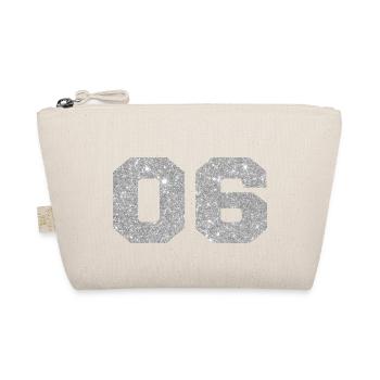 Number 6 Silver Glitter - 6th Anniversary - Organic Pouch - nature - Front