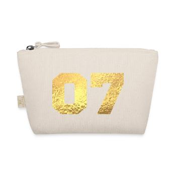 Number 7 Gold Glitter - 7th Anniversary - Organic Pouch - nature - Front