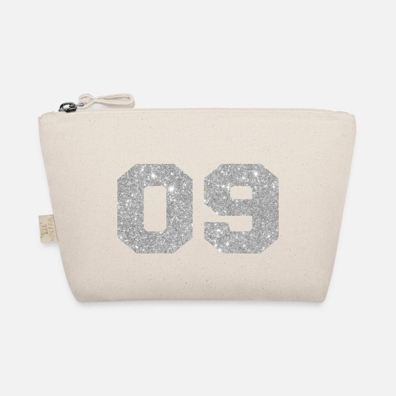 Number 9 Silver Glitter - 9th Anniversary Organic Pouch