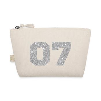 Number 7 Silver Glitter - 7th Anniversary - Organic Pouch - nature - Front