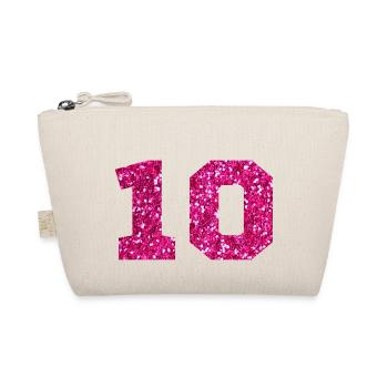 Nummer 10 Pink Glitter - 10-jähriges Jubiläum - Bio-Täschchen - Natur - Vorne