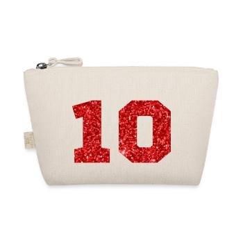 Number 10 Red Glitter - 10th Anniversary - Organic Pouch - nature - Front