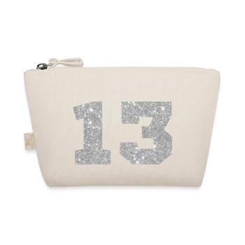 Nummer 13 Pink Glitter - 13. Geburtstag - Bio-Täschchen - Natur - Vorne