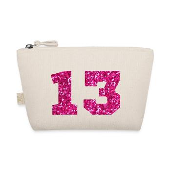 Nummer 13 Pink Glitter - 13. Geburtstag - Bio-Täschchen - Natur - Vorne