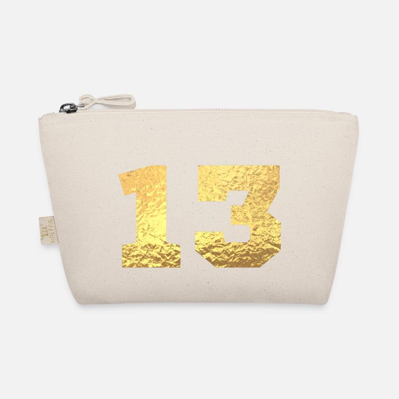 Number 13 Gold Glitter - 13th Anniversary Organic Pouch