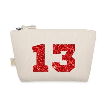 Nummer 13 Roter Glitzer - 13-jähriges Jubiläum - Bio-Täschchen - Natur - Vorne