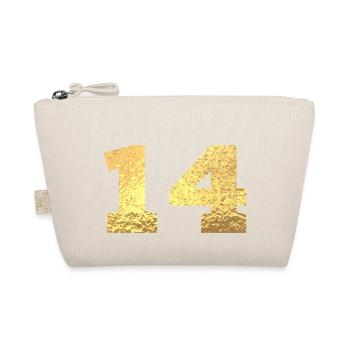 Nummer 14 Gold Glitter - 14. Jahrestag - Bio-Täschchen - Natur - Vorne