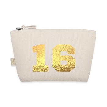 Numéro 16 paillettes doré - 16e anniversaire - Trousse biologique - nature - Devant