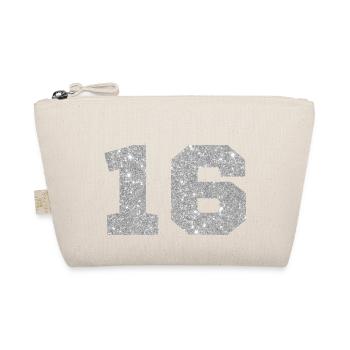 Numéro 16 paillettes argenté - 16e anniversaire - Trousse biologique - nature - Devant