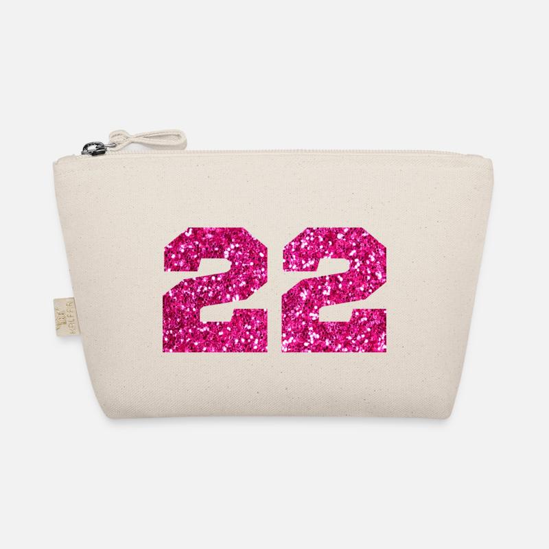 Number 22 Pink Glitter - 22nd Birthday Organic Pouch