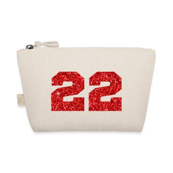 Number 22 Red Glitter - 22nd Anniversary - Organic Pouch - nature - Front