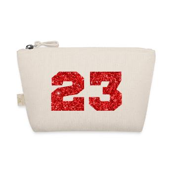 Number 23 Red Glitter - 23rd Anniversary - Organic Pouch - nature - Front
