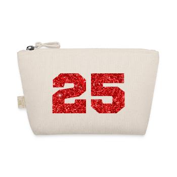 Number 25 Red Glitter - 25th Anniversary - Organic Pouch - nature - Front