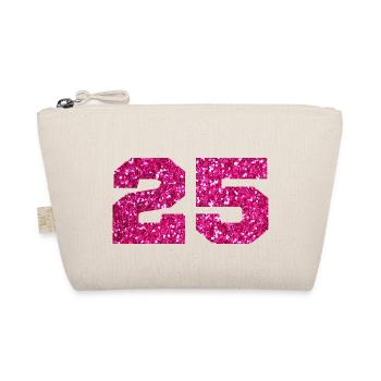 Number 25 Pink Glitter - 25th Anniversary - Organic Pouch - nature - Front