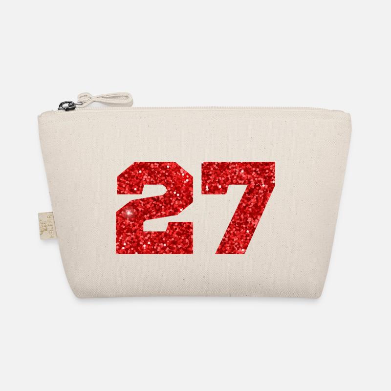 Number 27 Red Glitter - 27th Anniversary Organic Pouch