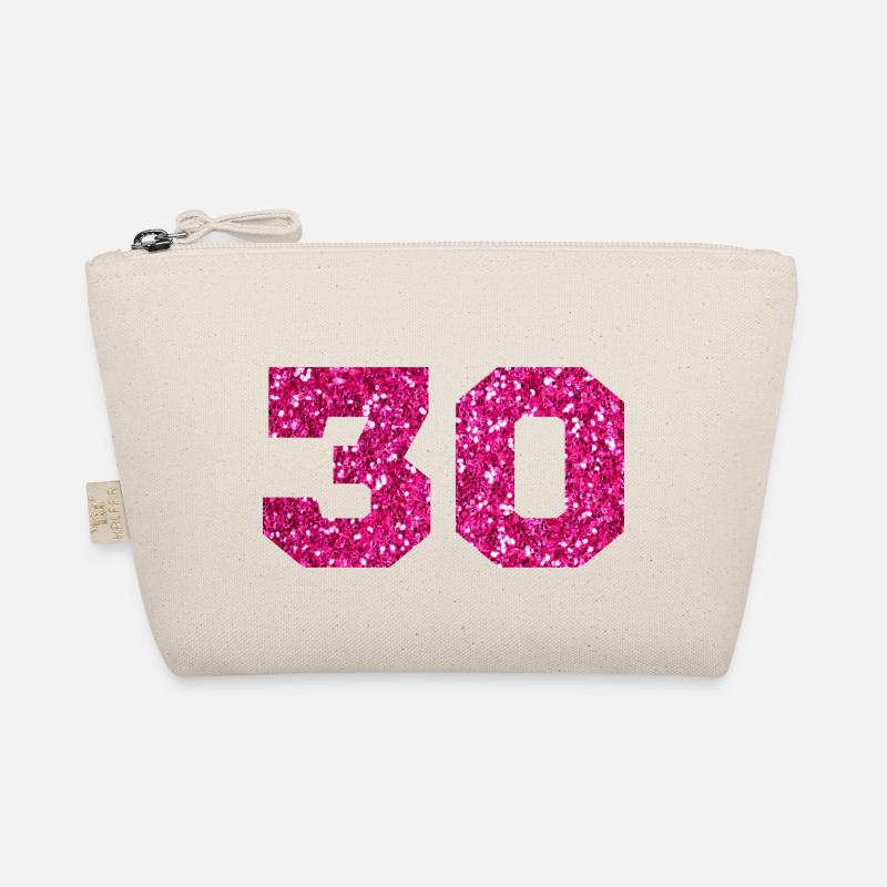 Nummer 30 Pink Glitter - 30-jähriges Jubiläum - Bio-Täschchen - Natur
