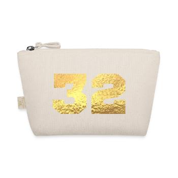 Number 32 Gold Glitter - 32nd Anniversary - Organic Pouch - nature - Front