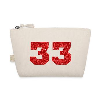 Number 33 Red Glitter - 33rd Birthday - Organic Pouch - nature - Front