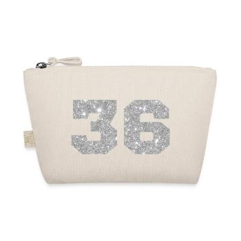 Number 36 Silver Glitter - 36th Anniversary - Organic Pouch - nature - Front