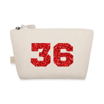 Number 36 Red Glitter - 36th Anniversary - Organic Pouch - nature - Front