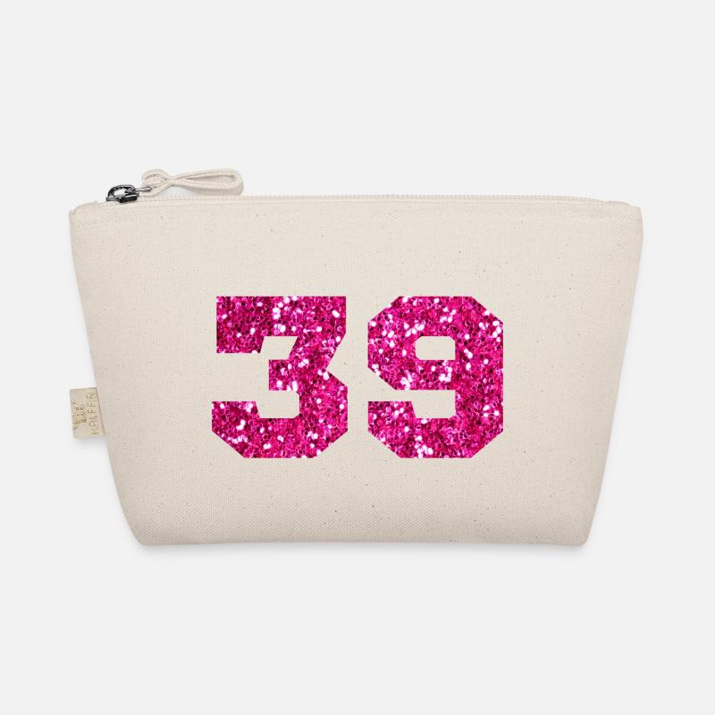 Nummer 39 Pink Glitter - 39. Geburtstag Bio-Täschchen