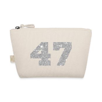 Number 47 Silver Glitter - 47th Anniversary - Organic Pouch - nature - Front