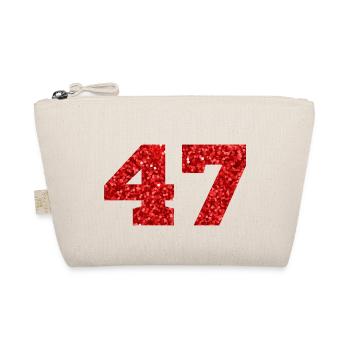 Number 47 Red Glitter - 47th Anniversary - Organic Pouch - nature - Front