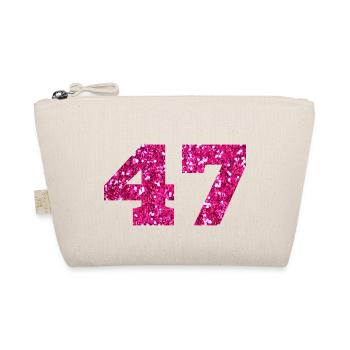 Number 47 Pink Glitter - 47th Anniversary - Organic Pouch - nature - Front