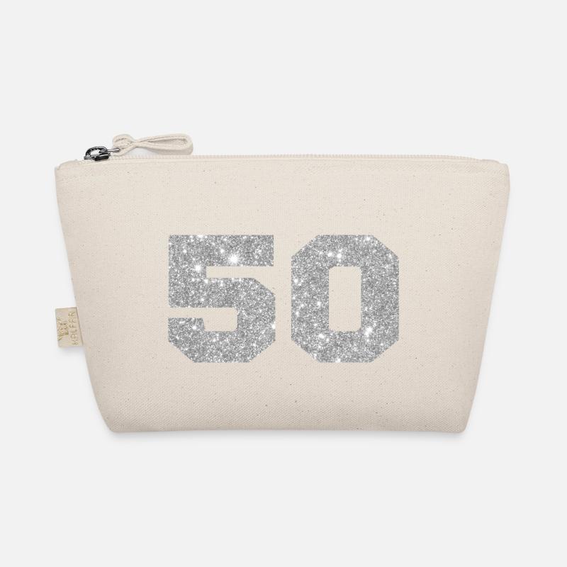Nummer 50 Silberglitter - 50-jähriges Jubiläum - Bio-Täschchen - Natur