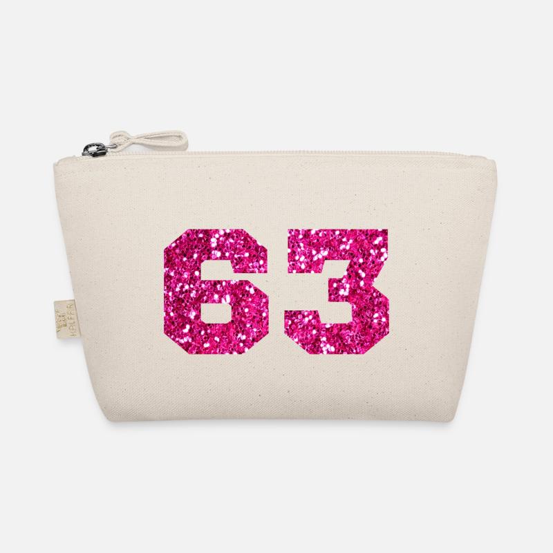 Number 63 Pink Glitter - 63rd Birthday Organic Pouch