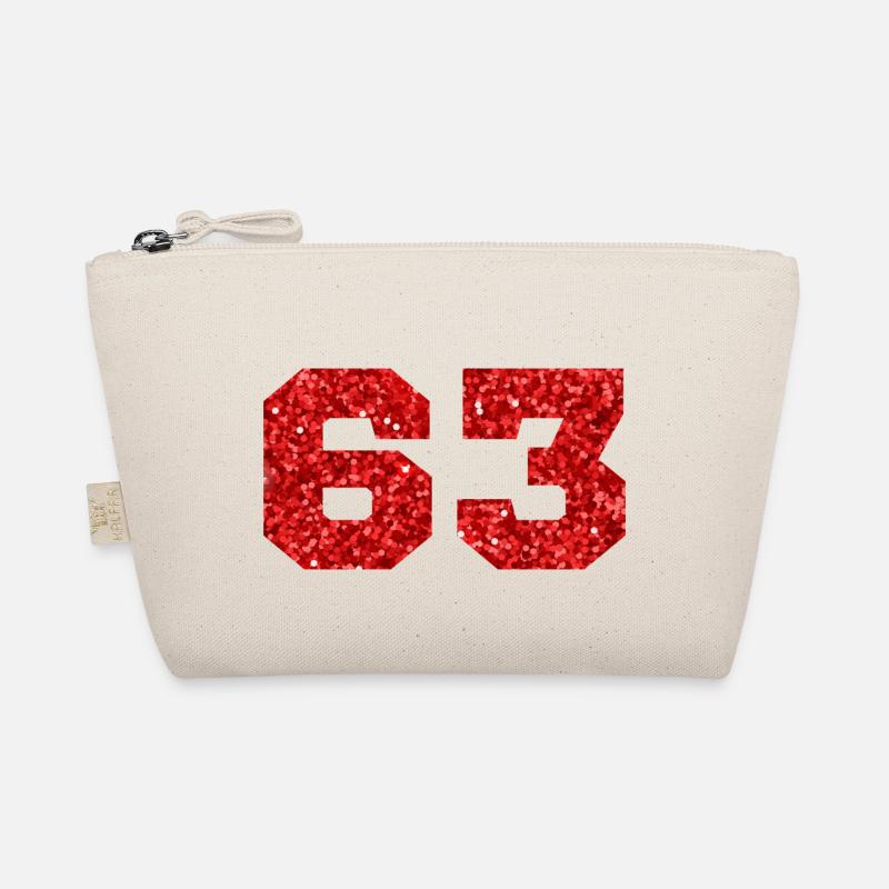 Number 63 Red Glitter - 63rd Birthday Organic Pouch