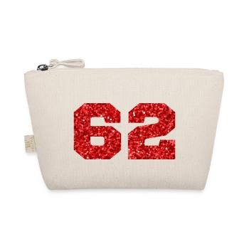 Number 62 Red Glitter - 62nd Birthday - Organic Pouch - nature - Front