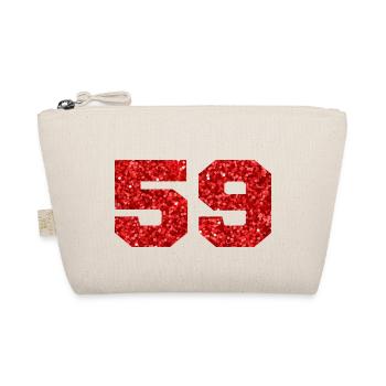 Number 59 Red Glitter - 59th Anniversary - Organic Pouch - nature - Front